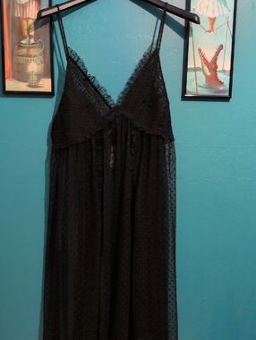 Nwt Women’s Black Lace & Mesh Dress - Anthropologie Size Large
